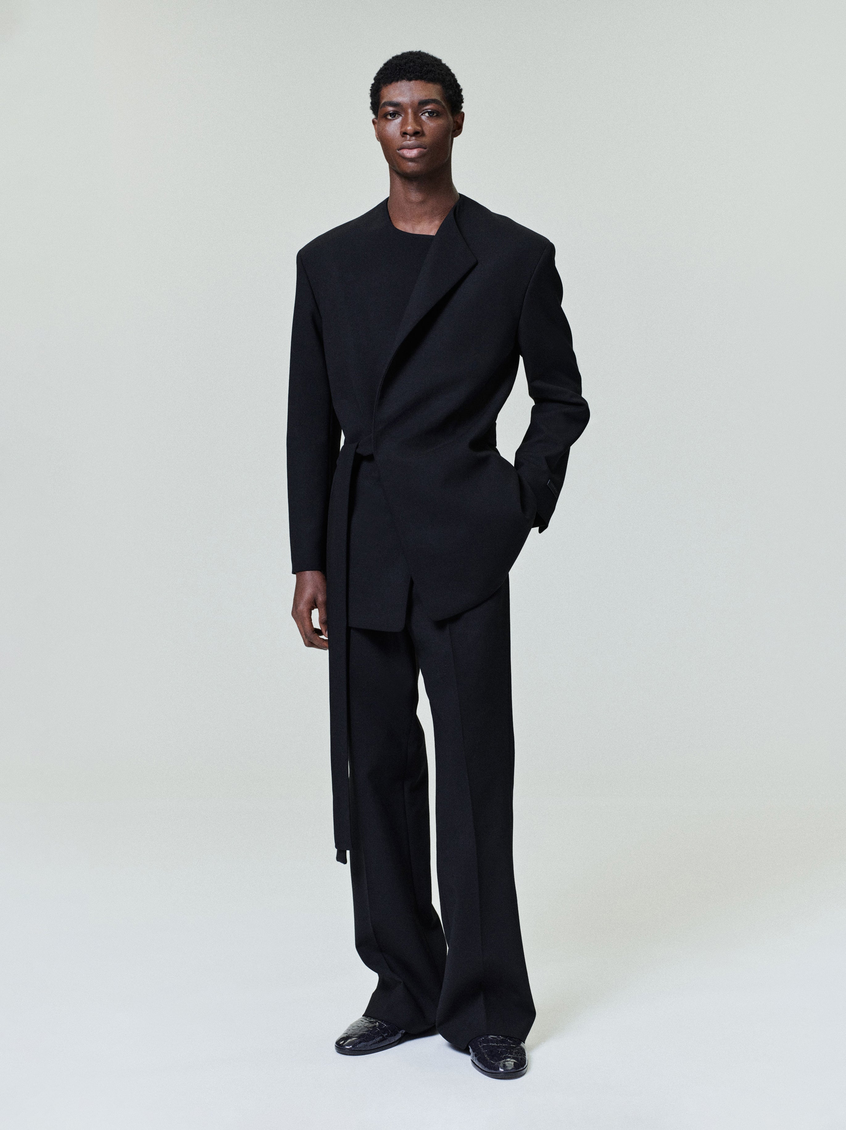 Double Weave Wool Tailored Flared Pants